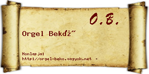 Orgel Bekő névjegykártya